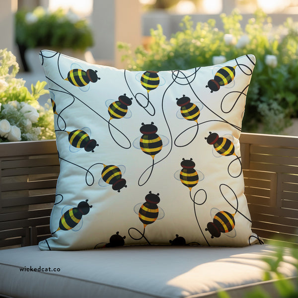 Buzzing Bees Indoor Outdoor Spring Accent Pillow