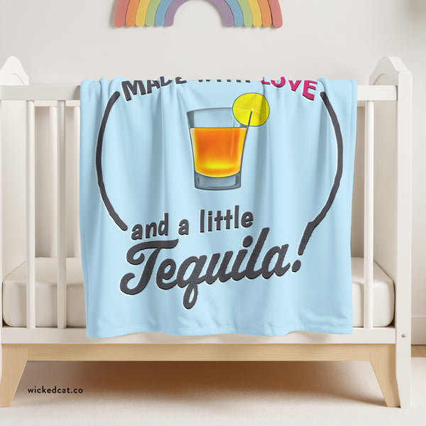 Made with Love Funny Blue Sherpa Baby Blanket