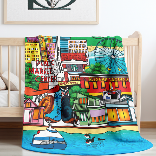 Whimsical Seattle Sherpa Baby Blanket