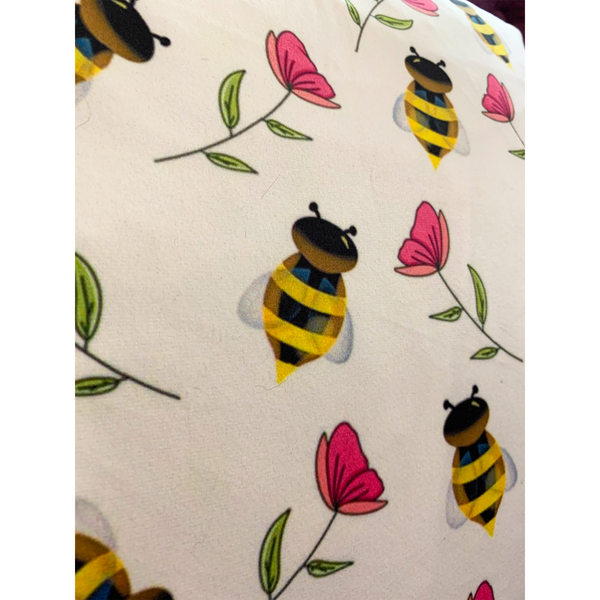 Floral Bees Spring Decor Soft Pillow Cover