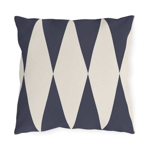 Blue Ivory Diamond Indoor Outdoor Throw Pillow