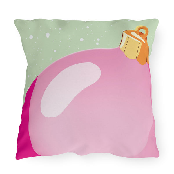 Indoor Outdoor Throw Pillow Pink Ornament Christmas Decor