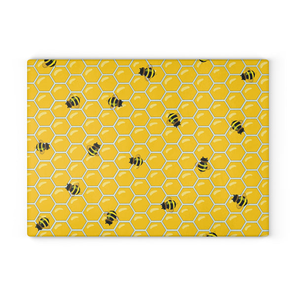 Bumble Bees Cooking Gifts Yellow Glass Cutting Board