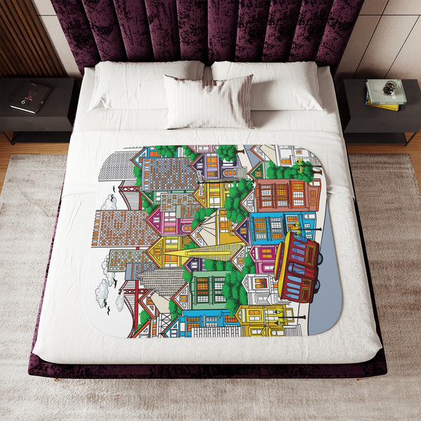 Whimsical San Francisco Sherpa Baby Blanket