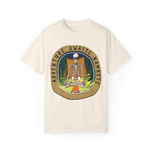 Yoga Skeleton Camping Adventure Awaits T-Shirt