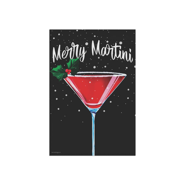 Merry Martini Christmas Flag - Weather Resistant Holiday Garden Flag