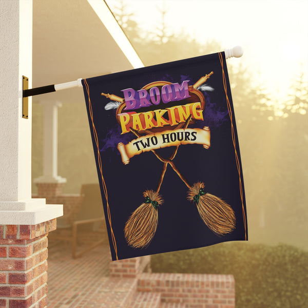 Witches Broom Parking Funny Halloween Yard Flag