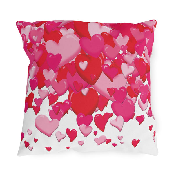Lot's of Love Pink Hearts Indoor Outdoor Throw Pillow