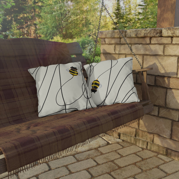 Buzzing Bee Spring Indoor Outdoor Throw Pillow