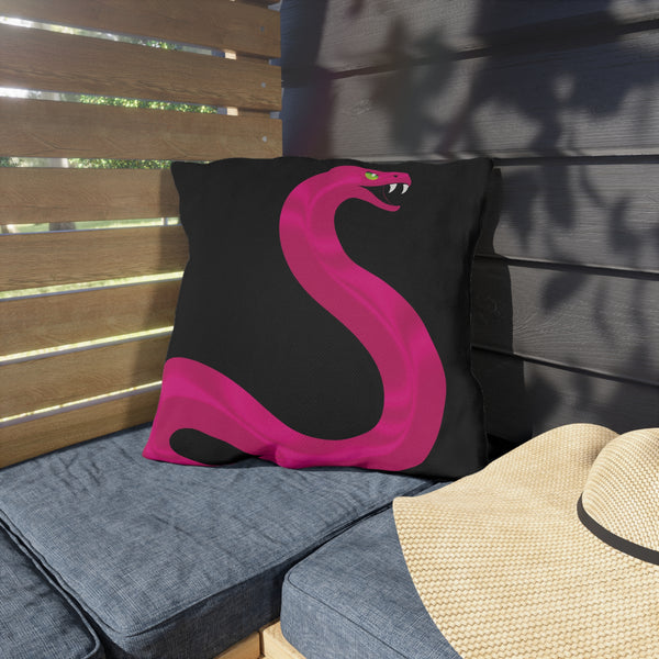 Pink Snake Black Indoor Outdoor Throw Pillow
