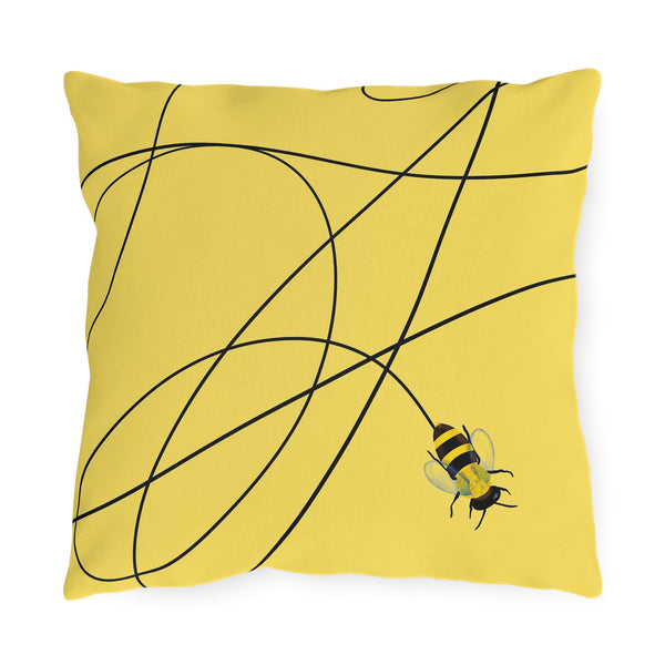 Buzzing Bee Yellow Indoor Outdoor Throw Pillow