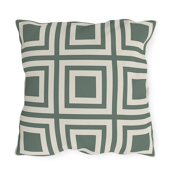 Green & Ivory Modern Indoor Outdoor Throw Pillow