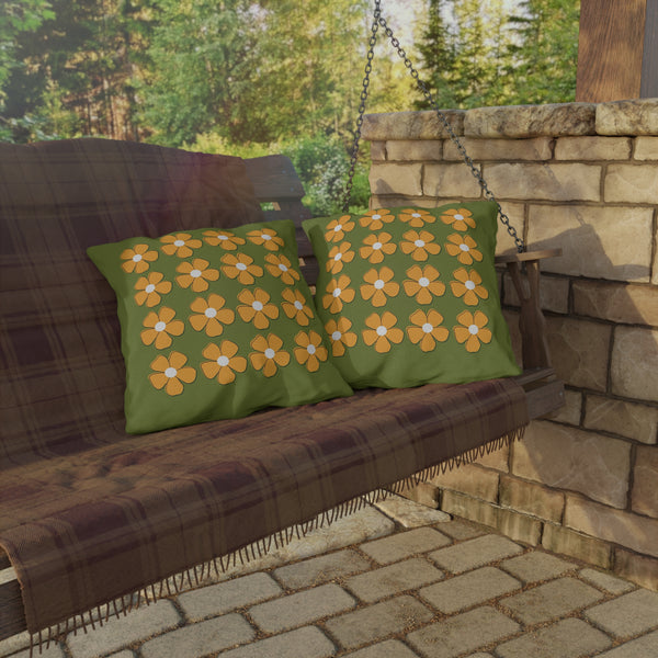 Green Yellow Floral Indoor Outdoor Spring Accent Pillow