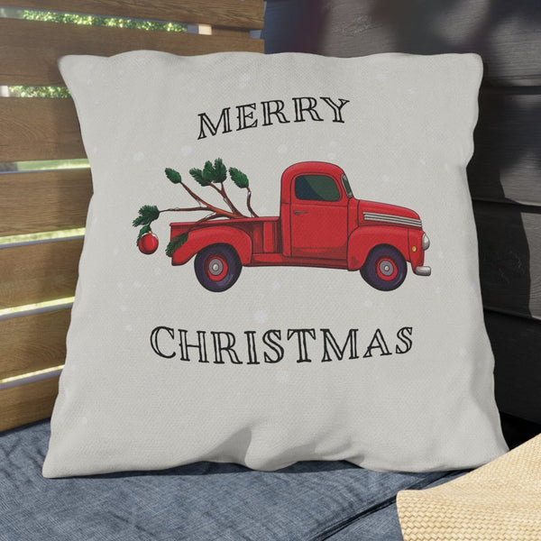 red truck christmas decor throw pillow