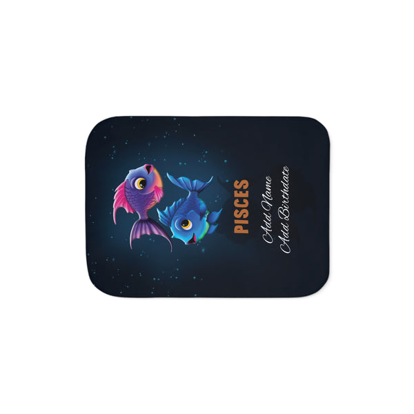 Personalized Pisces Zodiac Sherpa Baby Blanket