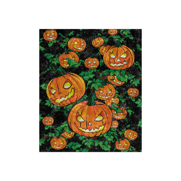 Jack O Lantern Pumpkins Halloween Throw Blanket