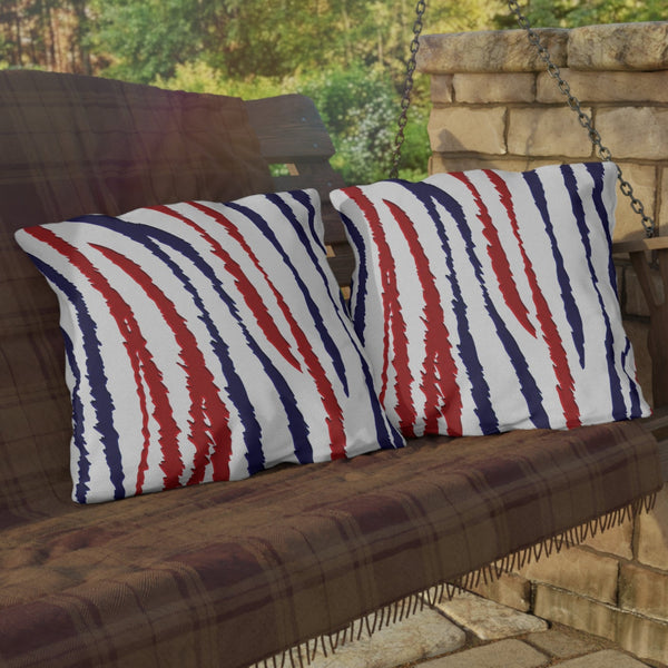 Red White Blue Animal Print Indoor Outdoor Patriotic Accent Pillow