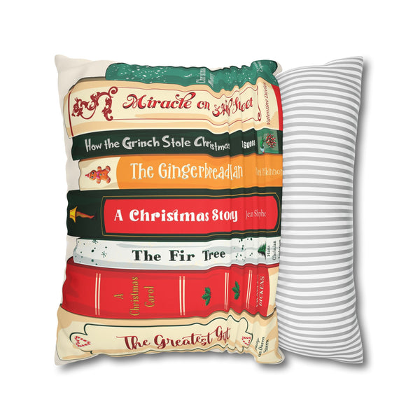 Christmas Books Decor Faux Suede Pillow Cover