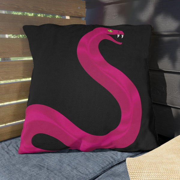 Pink Snake Black Indoor Outdoor Throw Pillow
