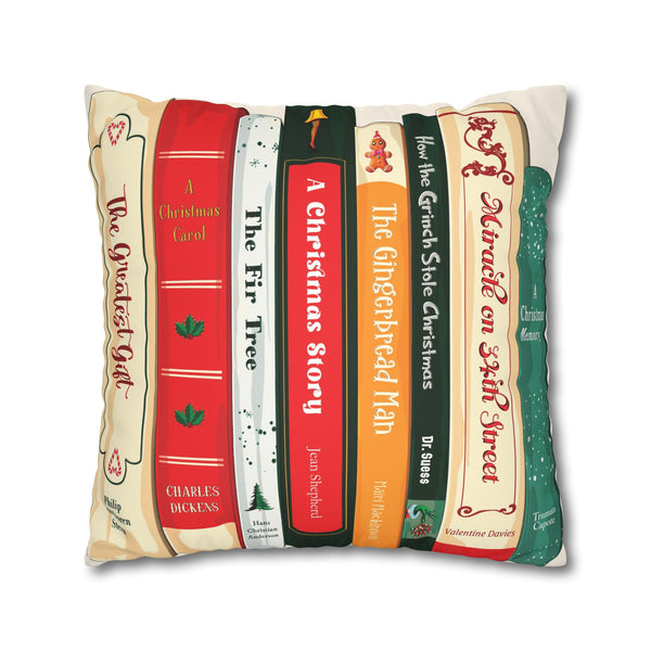 Christmas Books Decor Faux Suede Pillow Cover
