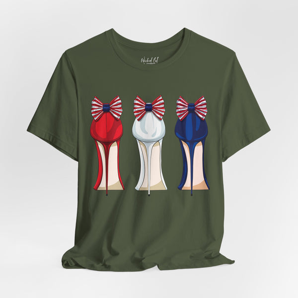 Red White and Blue Stilettos Patriotic Style T-Shirt