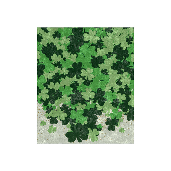 Falling Shamrocks Green Decorative Throw Blanket