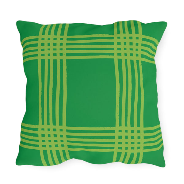 Reversible Purple and Green Indoor Outdoor Throw Pillow