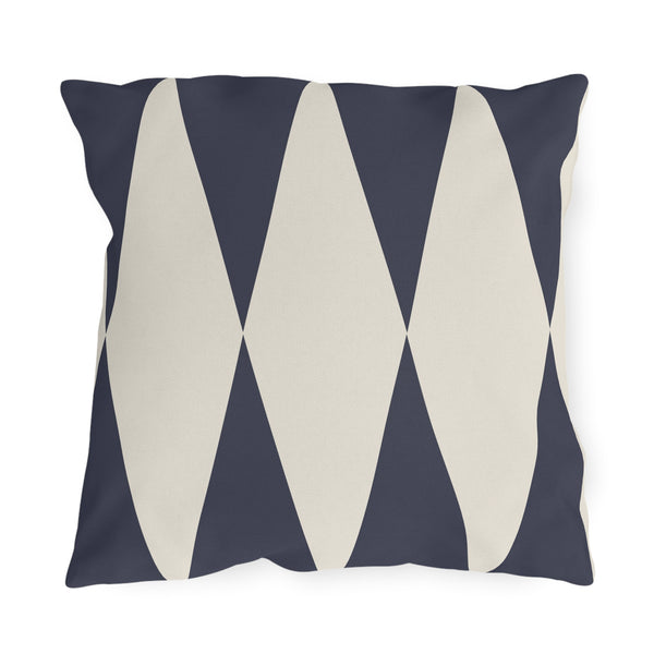 Blue Ivory Diamond Indoor Outdoor Throw Pillow