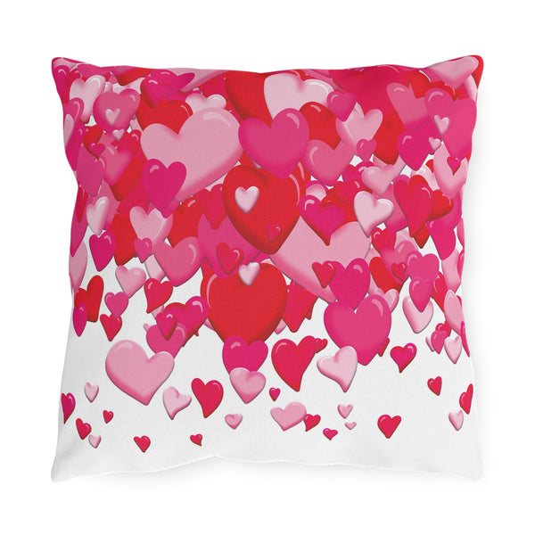 Lot's of Love Pink Hearts Indoor Outdoor Throw Pillow