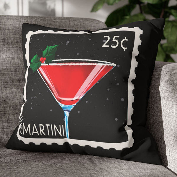 Merry Martini Cute Christmas Pillow Cover