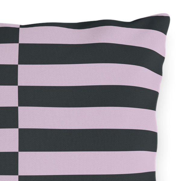 Grey Lilac Striped Indoor Outdoor Throw Pillow