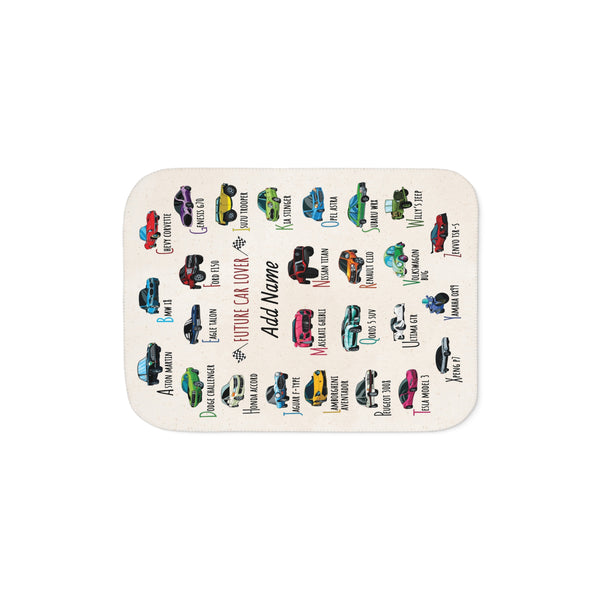 Personalized ABC Car Lover Sherpa Baby Blanket