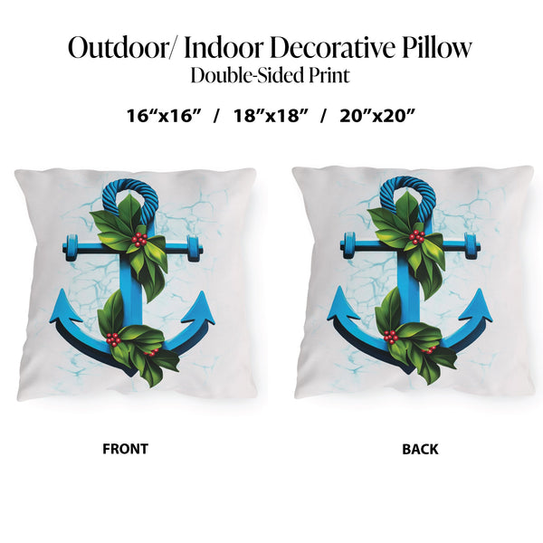 Nautical Coastal Pillow Outdoor Holiday Throw Pillow