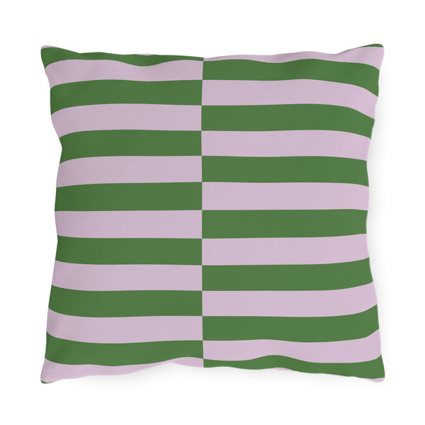 Lilac & Green Striped Indoor Outdoor Throw Pillow