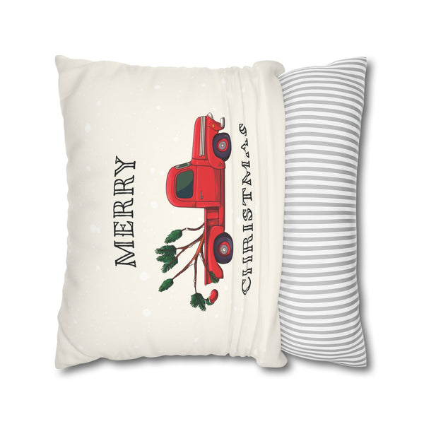 Red Truck Pillow Cover Christmas Throw Pillow