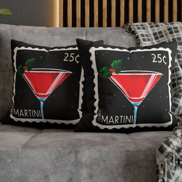 Merry Martini Cute Christmas Pillow Cover