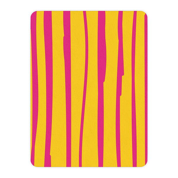 Yellow and Pink Stripes Modern Sherpa Throw Blanket