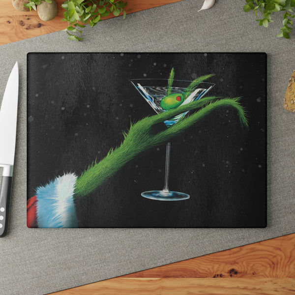 The Martini Grinch Christmas Cutting Board