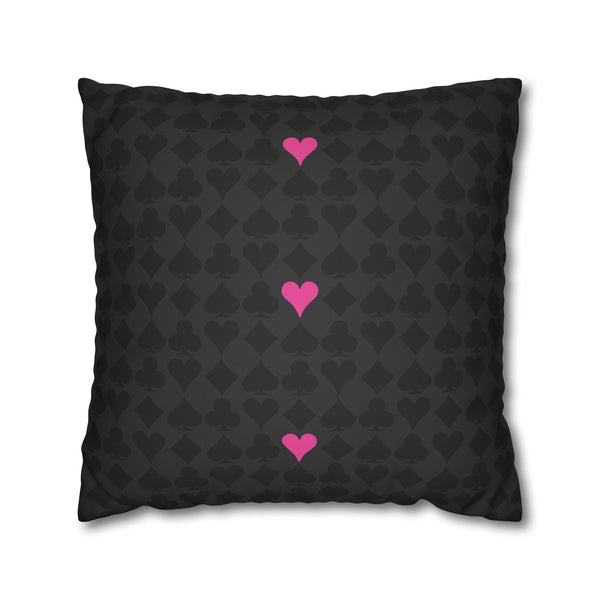 Playing Cards Heart Pink and Black Soft Accent Pillow Cover