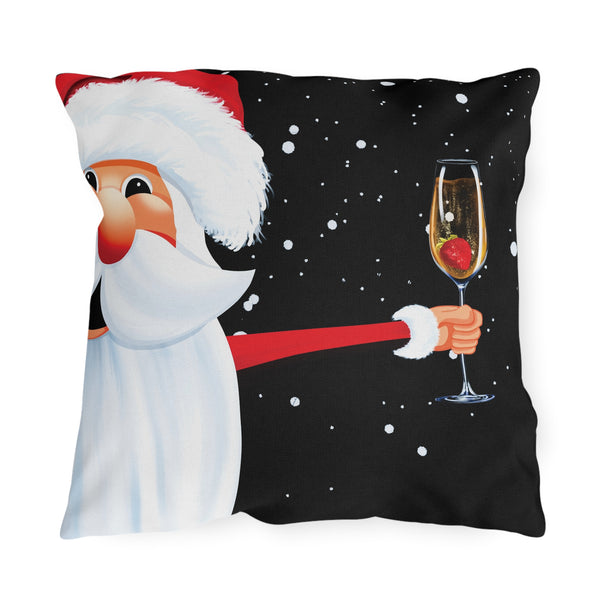 Party Santa Indoor Outdoor Christmas Throw Pillow
