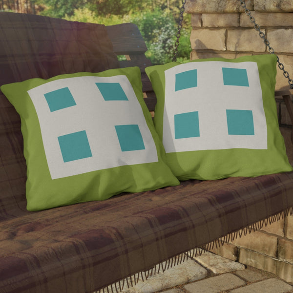 Pastel Green & Blue Indoor Outdoor Throw Pillow