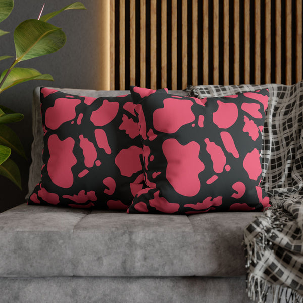 Dark Grey & Pink Animal Cow Print Soft Pillow Cover
