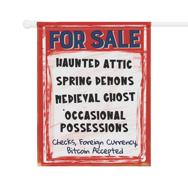 Haunted House For Sale Retro Halloween Yard Flag