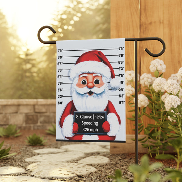Funny Christmas Flag Santa Mug Shot Outdoor Yard Holiday Decor