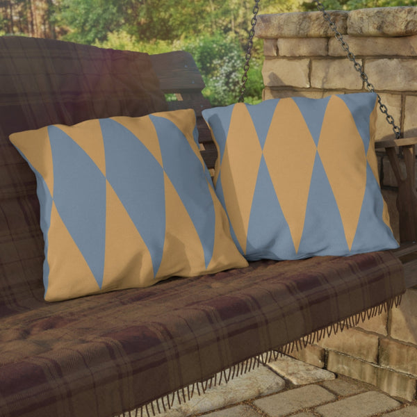 Yellow Blue Diamond Indoor Outdoor Throw Pillow