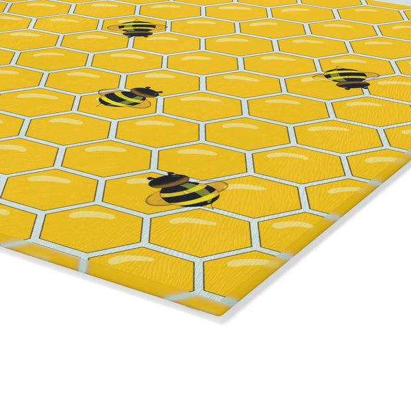 Bumble Bees Cooking Gifts Yellow Glass Cutting Board