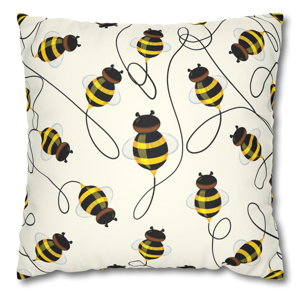 Buzzing Bees Faux Suede Throw Pillow Cover