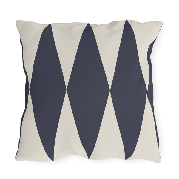 Blue Ivory Diamond Indoor Outdoor Throw Pillow