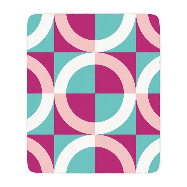 Pink & Blue Modern Geometric Sherpa Throw Blanket