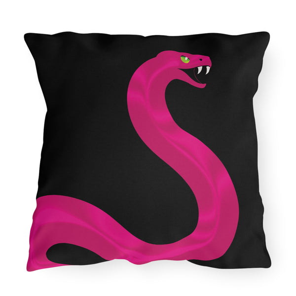 Pink Snake Black Indoor Outdoor Throw Pillow